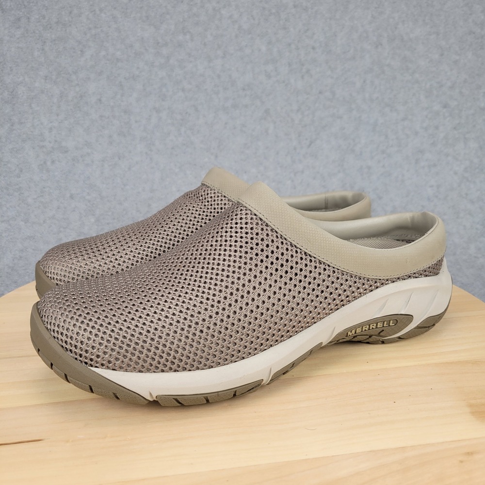Merrell Encore Breeze 3 Clogs‎ Womens 8.5 Aluminum Taupe Mesh Slip On Mules